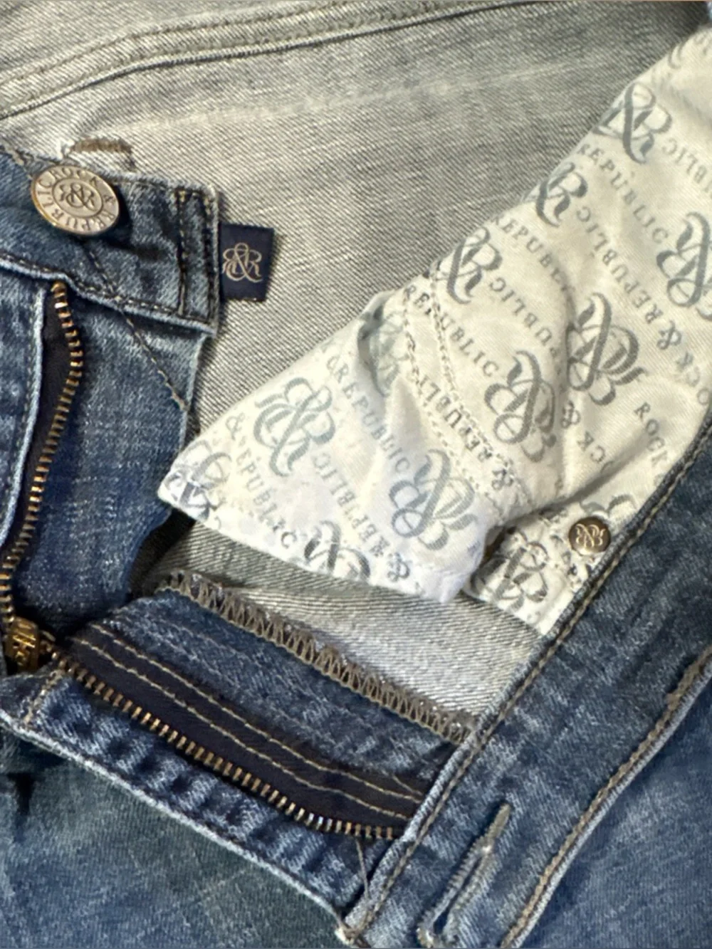 Rock & Republic Roth Jeans Womens Flared Mid Rise Stretch Blue Denim Sz 12 - Picture 9 of 13